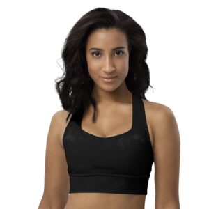 Black Marble Sports Bra Top
