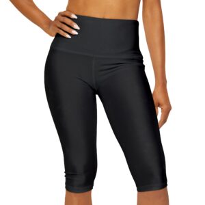 Black Marble High Waisted Capris With Pockets