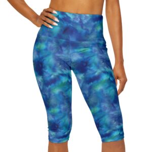 Blue Lagoon High Waisted Capris With Pockets