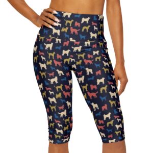 Dog Print High Waisted Capris With Pockets