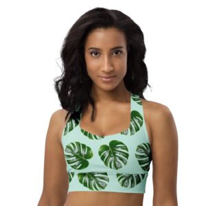 Tropical Green Leaf Sports Bra