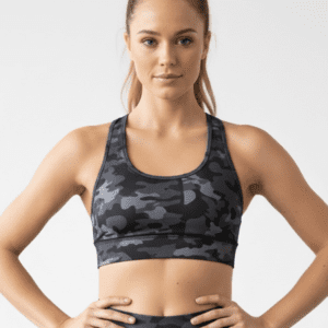 Black & Grey Camo Sports Bra Top