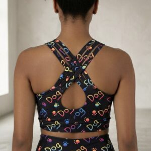 Multicoloured Dog Print Sports Bra Top